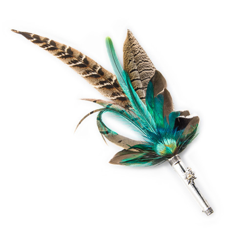 Green Edelweiss Feather Hat Pin