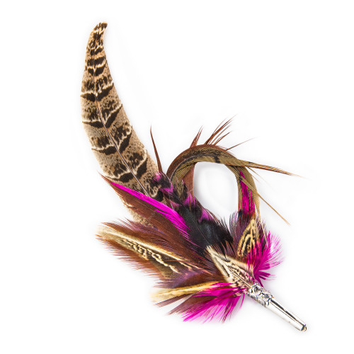 Pink & Brown Feather Hat Pin
