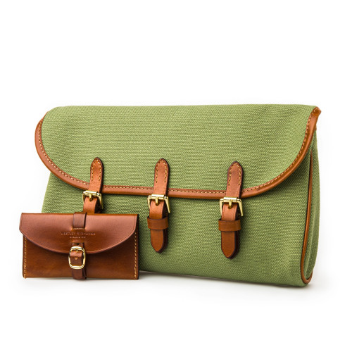Redfern Cleaning Pouch in Safari Green & Mid Tan