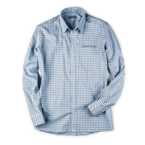 Men's Deluxe Tattersall Shirt in Blue with Green