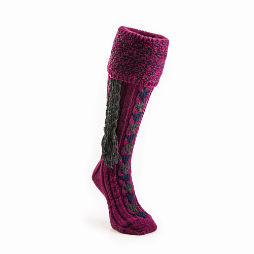 Whitfield Shooting Sock in Plum and Charcoal