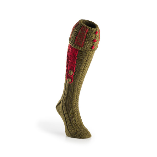 Vaynor Shooting Sock in Tobacco & Ruby