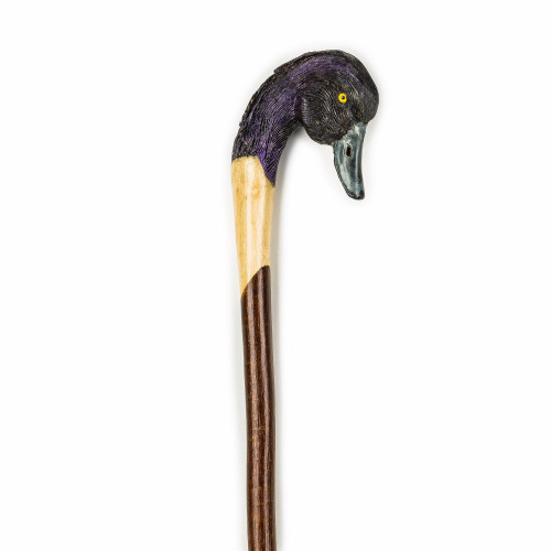 Hand Carved Country Black Tufted Duck Walking Stick