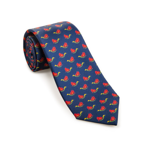 Silk Mallard Tie in Indigo