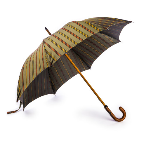 Striped Umbrella with Leather Handle