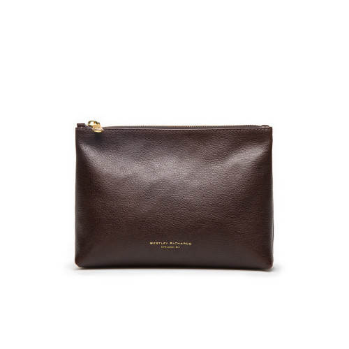 Small Heronshaw Pouch in Dark Tan Patterned