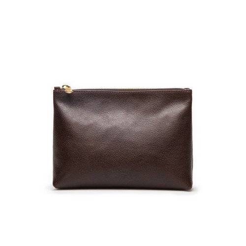 Small Heronshaw Pouch in Dark Tan Patterned