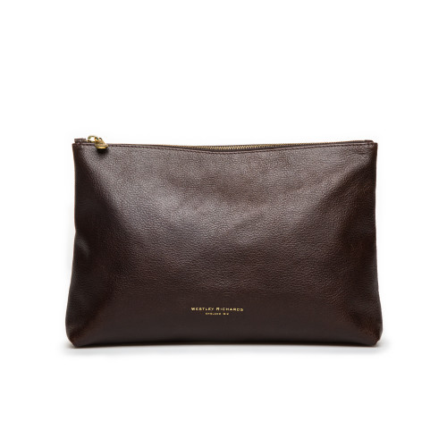 Large Heronshaw Pouch in Dark Tan Patterned