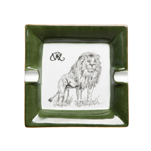 Porcelain Ashtray With Hand Painted Lion