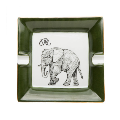 Porcelain Ashtray With Hand Painted Elephant