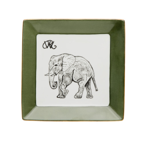 Porcelain Dish With Hand Painted Elephant