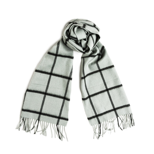 Pure Cashmere Scarf in Windowpane Duck Egg