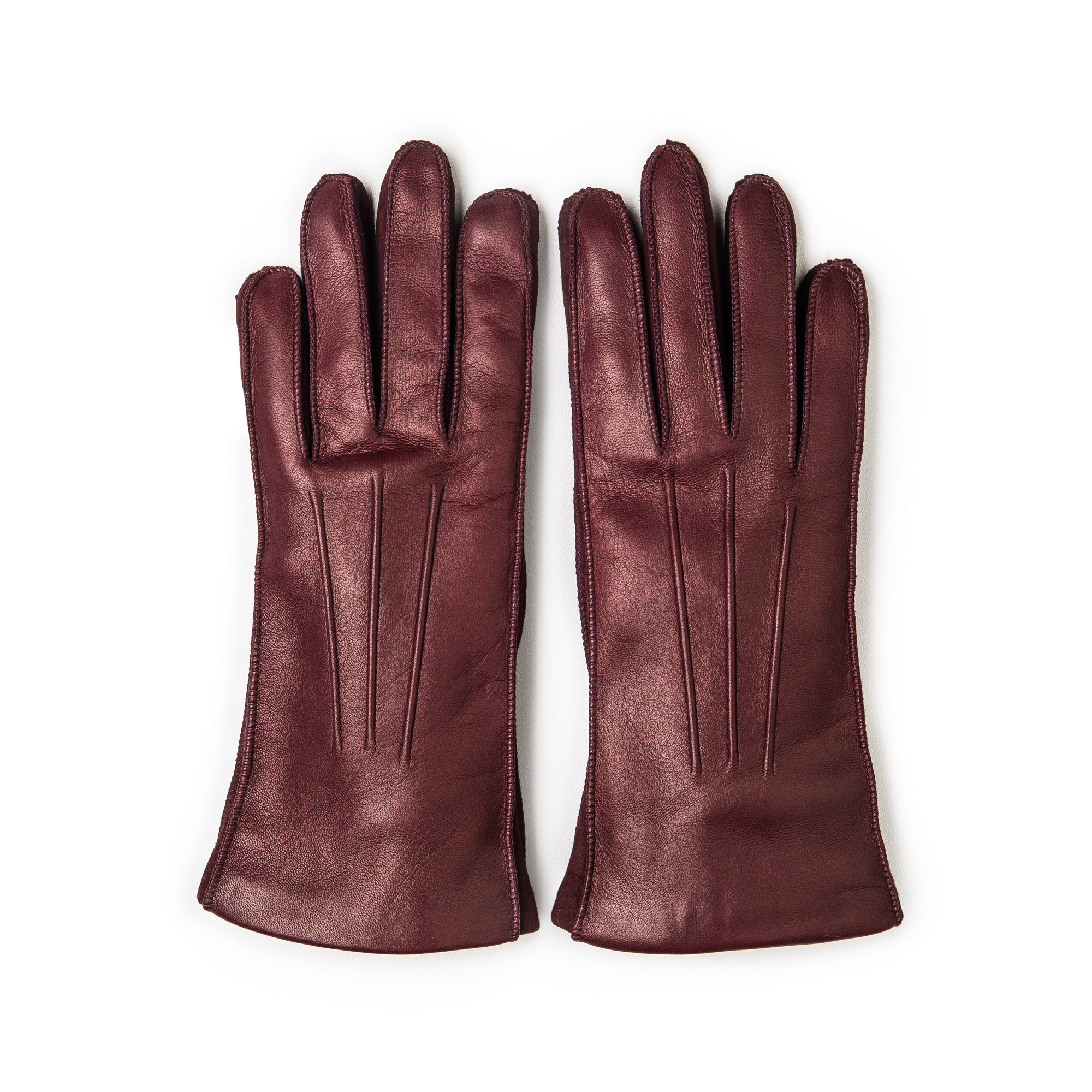 Merola Ladies Leather Gloves with Cashmere Lining Bordeau
