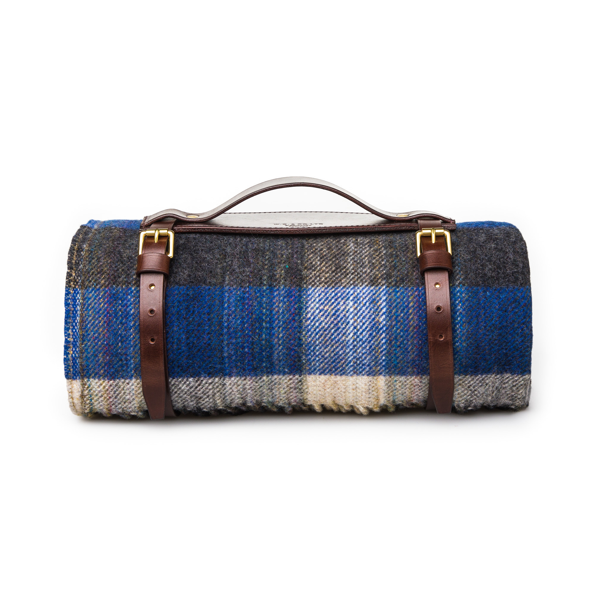 Wool Travel Blanket Blue/Charcoal