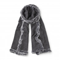 Scarlet Fur Detail Scarf in Charcoal/Snow Top
