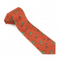 Stag Silk Tie in Rust