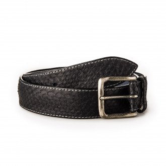 Post & Co. Men's Python Leather Belt in Black