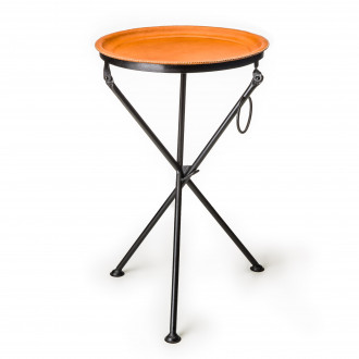 Sol & Luna Hand Stitched Leather Covered Folding Table in Natural