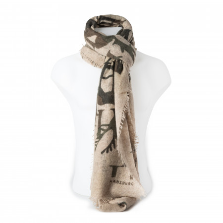 Deer Print Camouflage Cashmere Scarf in Green