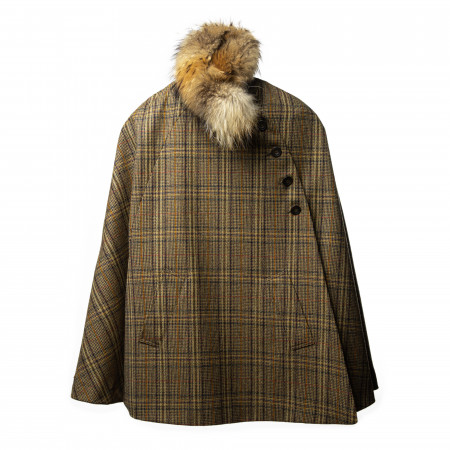 Westley Richards Ladies Fur-Trimmed Cape in Heritage Check