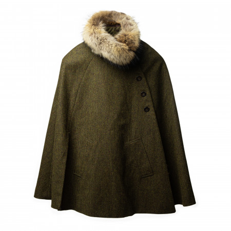Westley Richards Ladies Fur-Trimmed Cape in Herringbone
