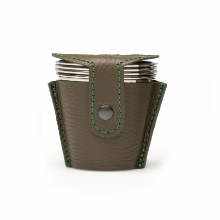 Shot Glass Set with Grained Leather Case in Olive