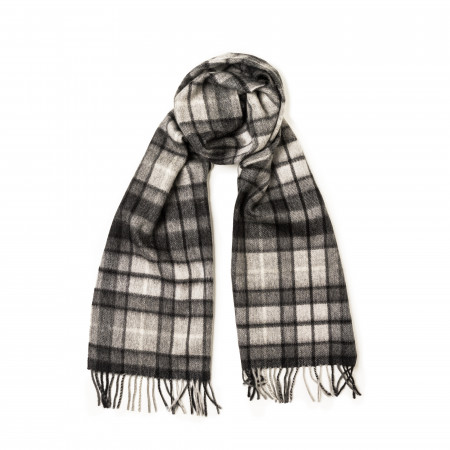 Pure Cashmere Scarf in Stepping Check Natural
