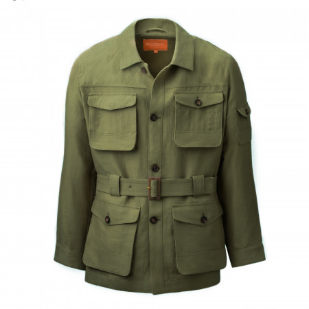 Westley Richards Linen Selous Safari Jacket  in Plains Green