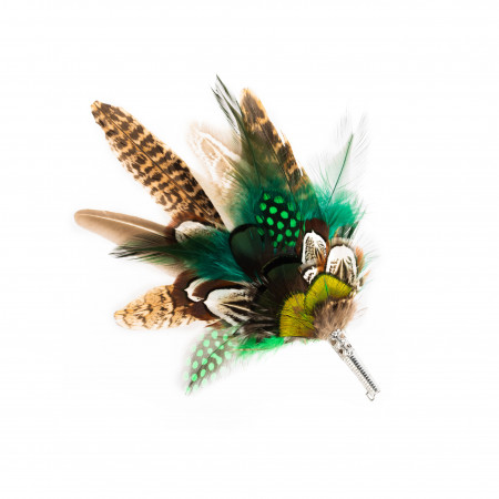 Traditional Feather Pin with Emerald Accents