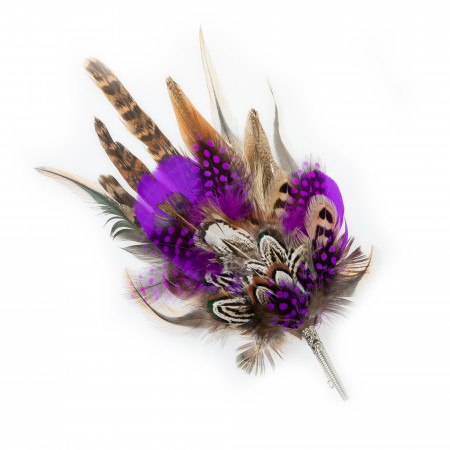 Feather Hat Pin with Purple Accents