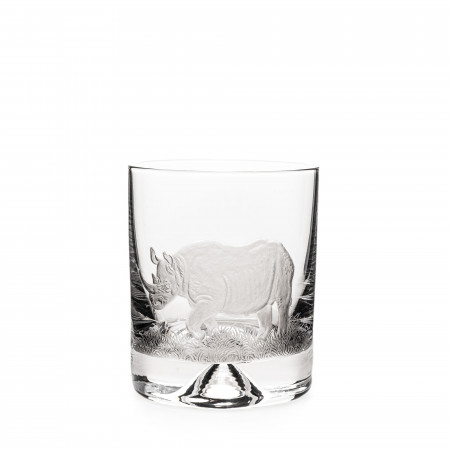 Hand Engraved Crystal Glass - Rhino
