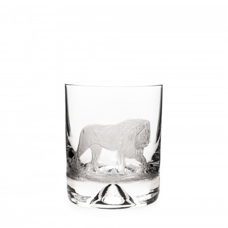 Hand Engraved Crystal Glass - Lion