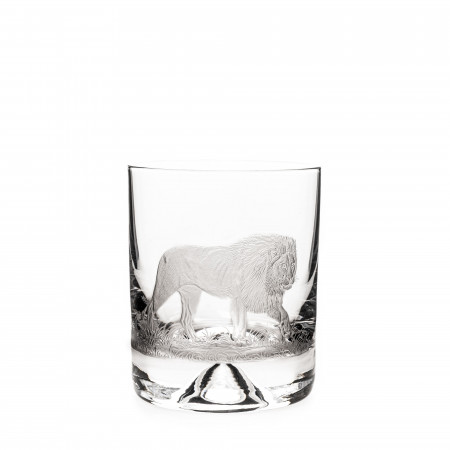 Hand Engraved Crystal Glass - Lion