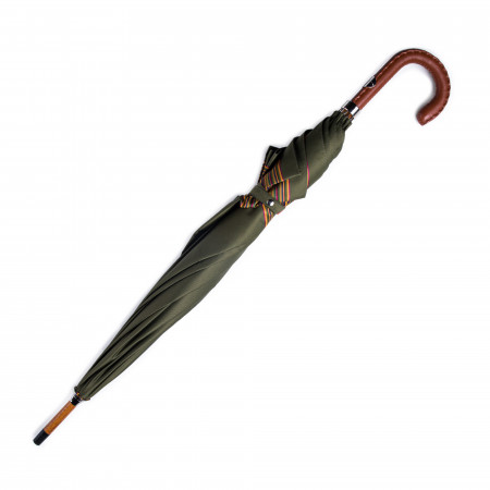 Westley Richards Striped Umbrella with Leather Handle
