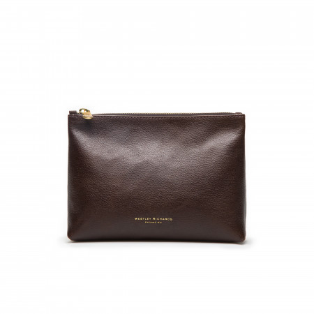 Small Heronshaw Pouch in Dark Tan Patterned