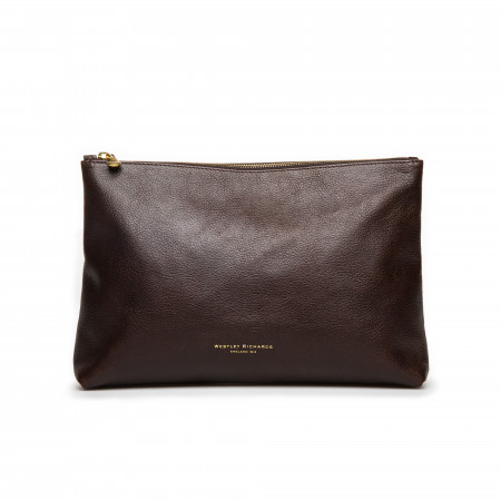 Large Heronshaw Pouch in Dark Tan Patterned