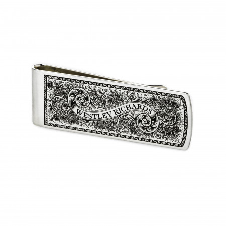 Westley Richards Silver Money Clip with Traditional Scroll Engraving