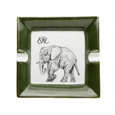 Porcelain Ashtray With Hand Painted Elephant