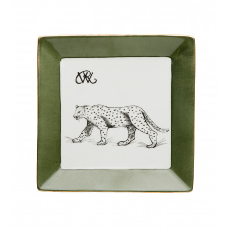 Westley Richards Porcelain Dish With Hand Painted Leopard