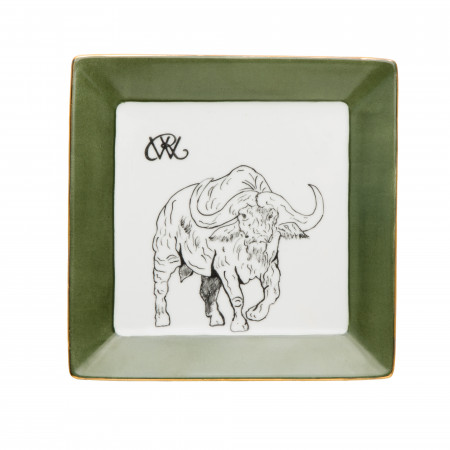 Westley Richards Porcelain Dish With Hand Painted African Buffalo