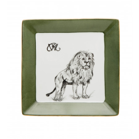 Porcelain Dish With Hand Painted Lion