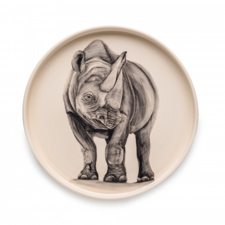 Large Hand Painted Rhino Dish