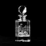 Hand Engraved Bourbon Crystal Decanter Quail Scene