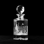 Hand Engraved Bourbon Crystal Decanter Pheasant Scene