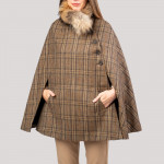 Ladies Fur-Trimmed Cape in Heritage Check