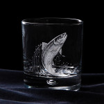 Hand Engraved Crystal Glass - Salmon