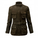 Ladies Wonder Woman Jacket  in Olive Goat Suede