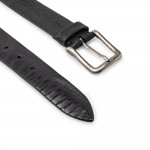 Ostrich Leg Leather Belt in Black