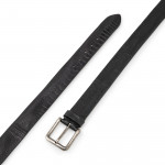 Ostrich Leg Leather Belt in Black