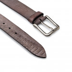Ostrich Leg Leather Belt in Vintage Brown